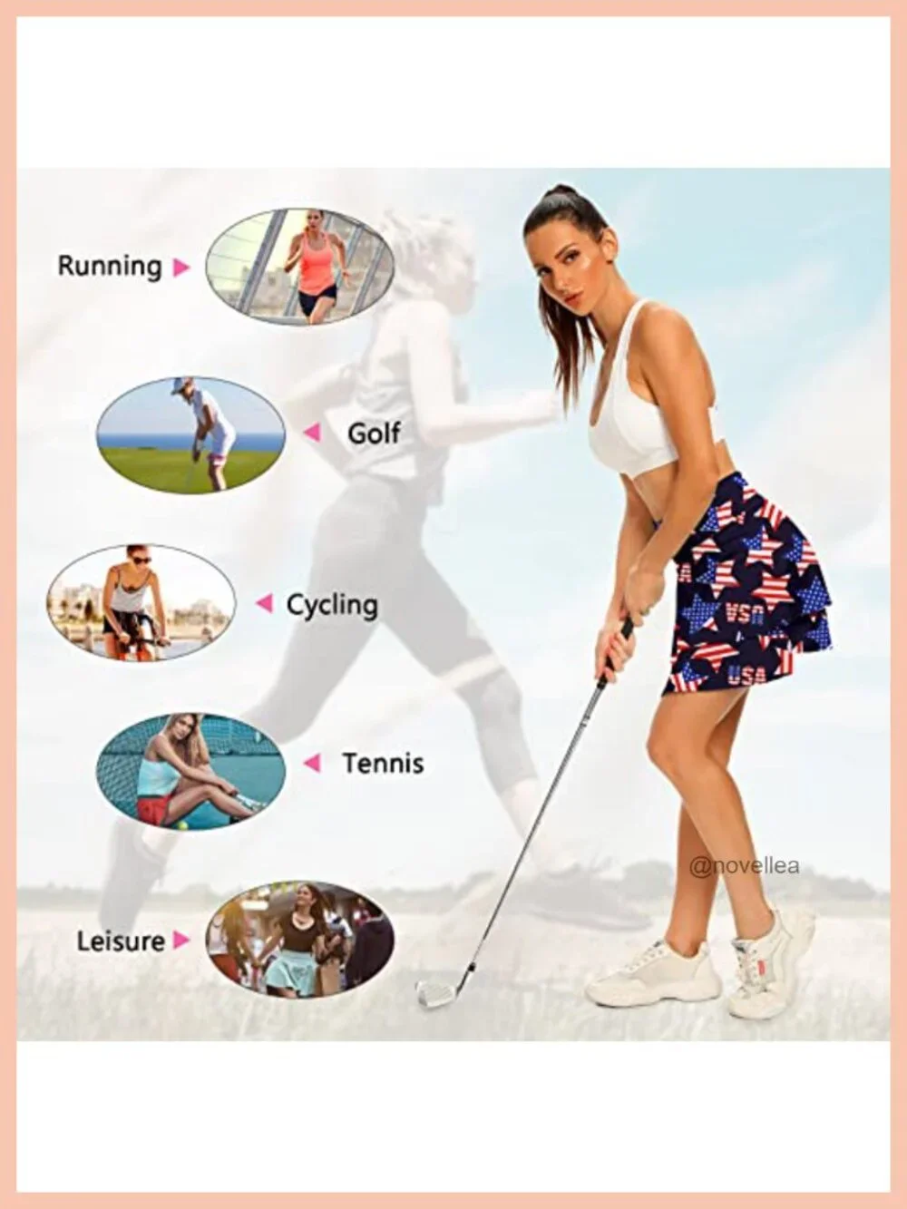 Women's Athletic Pleated Tennis Skort with Built-in Shorts & Pocket